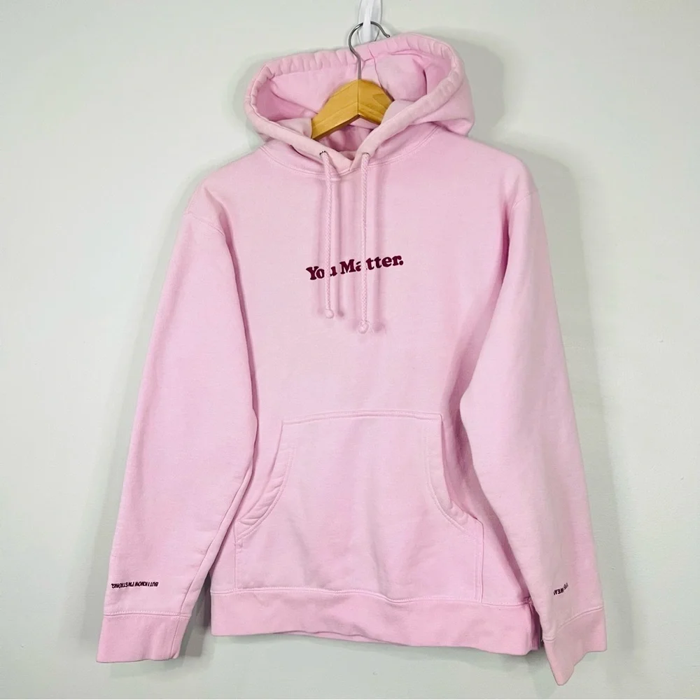 You Matter by Demetrius Harmon Pink Fleece Soft Embroidered Hoodie XS